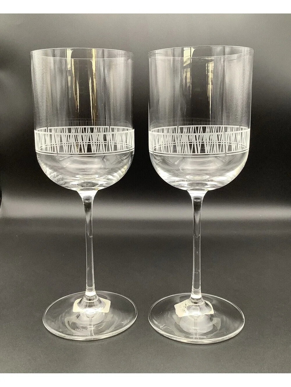Wedgwood Vera Wang Modern Graphic Crystal Wine Glass Water Goblet *Set of 2*